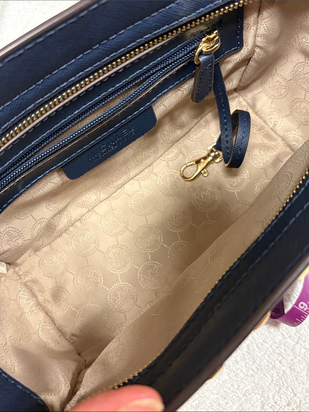Michael Kors Navy blue small Crossbody with Gold Stud Accents - Picture 8 of 16
